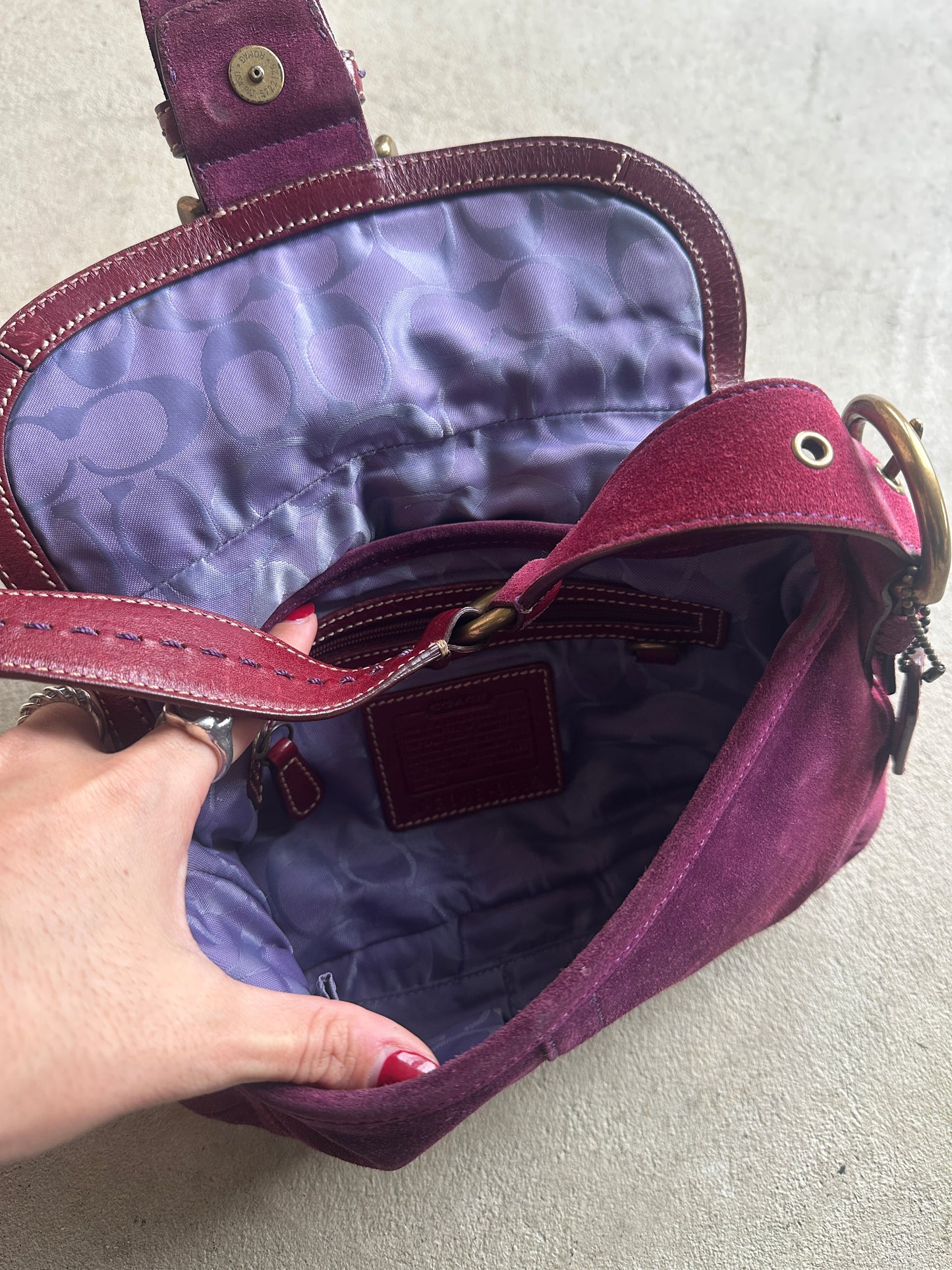 Vintage Purple Suede Coach Soho Mini Shoulder Bag