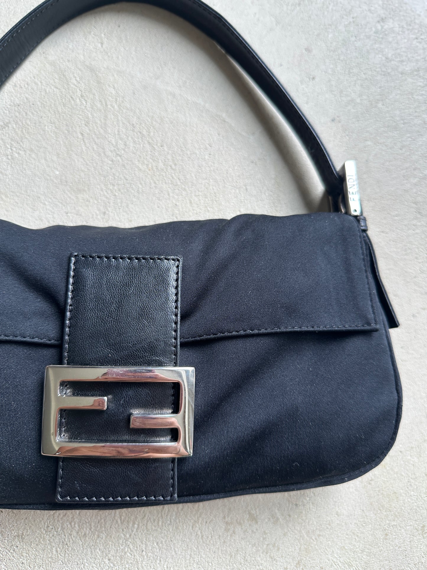 Vintage Fendi Black Nylon Baguette