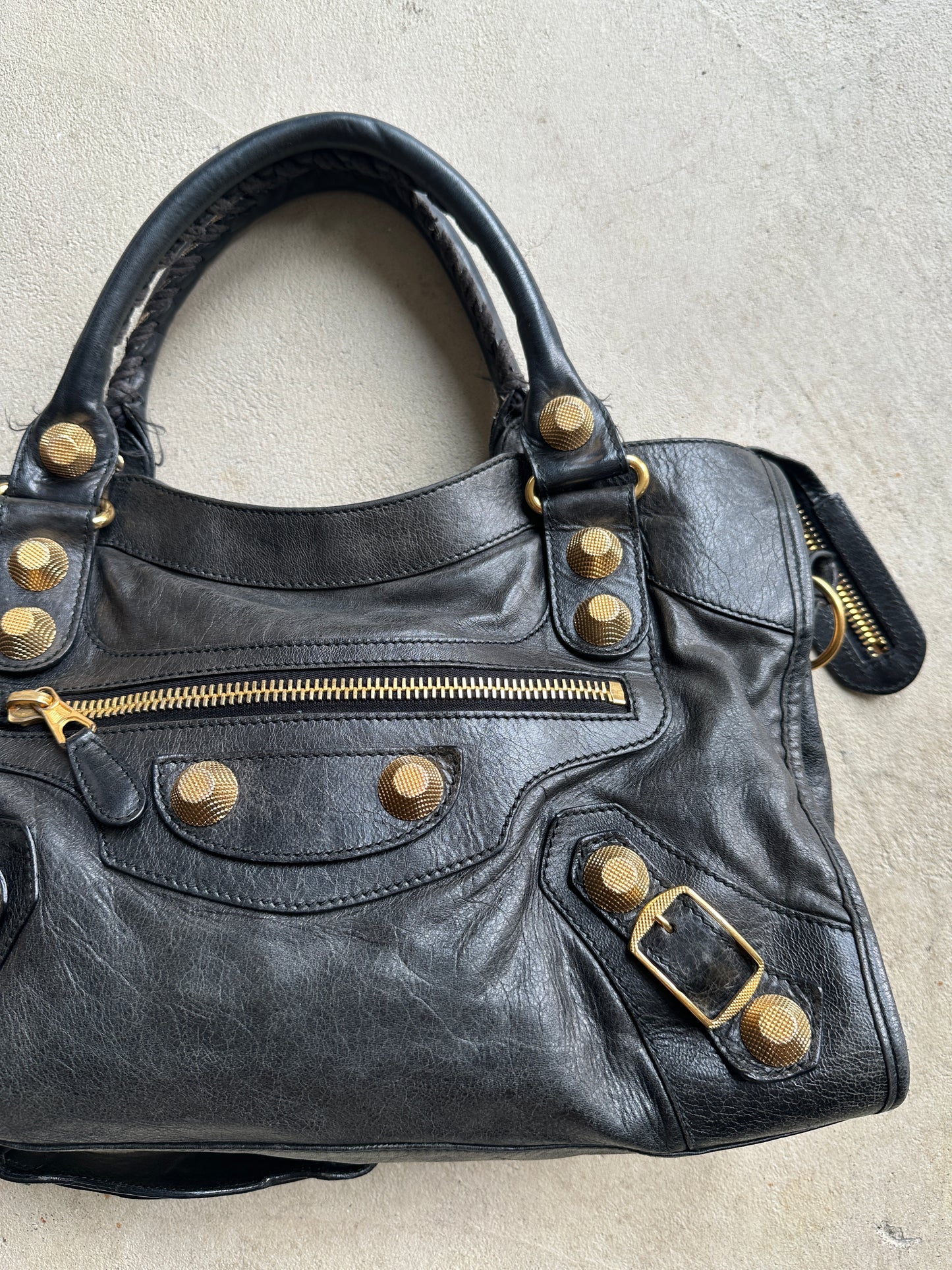 Vintage Black/Gold Balenciaga City Bag
