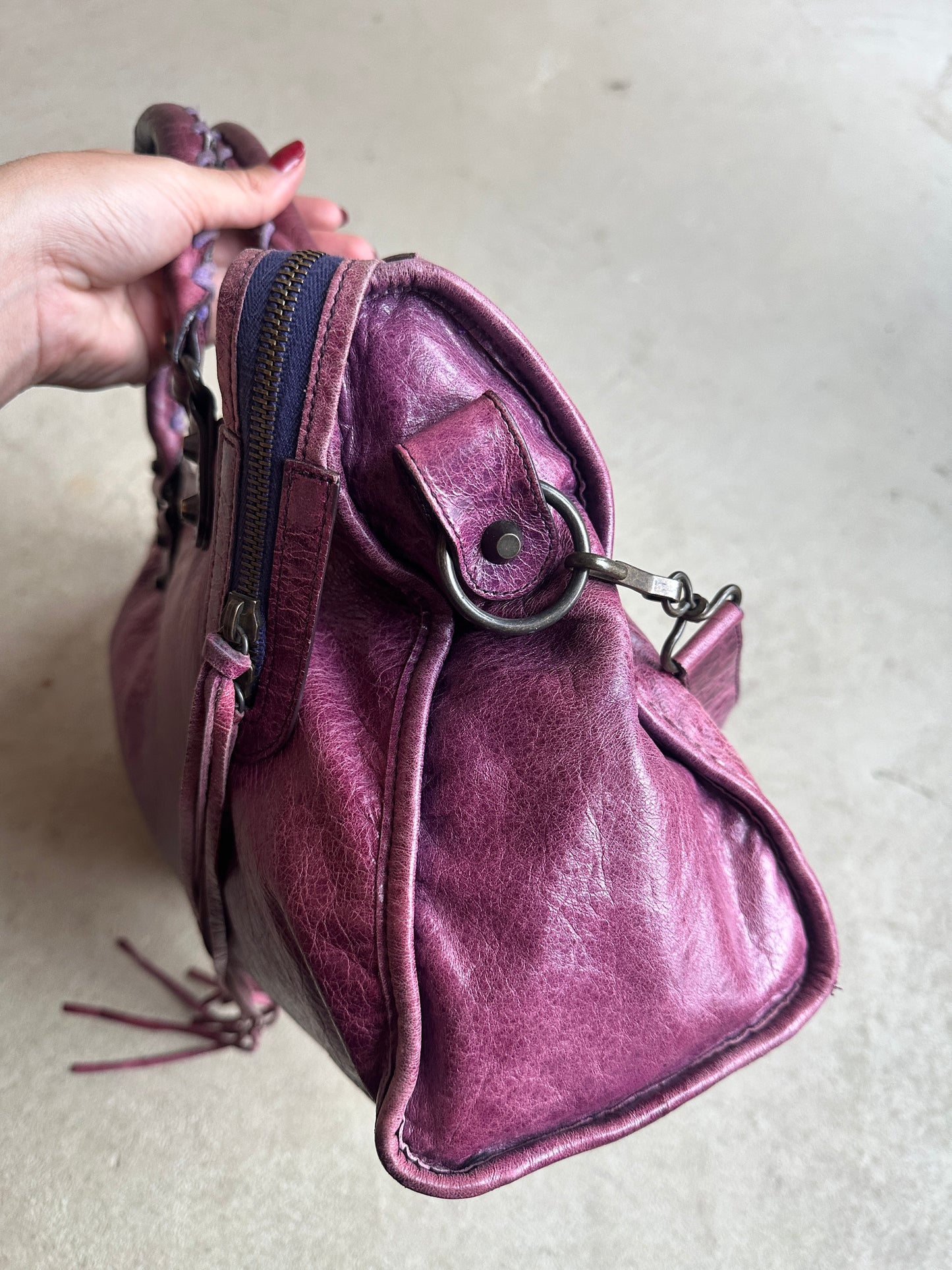 Vintage Maroon/burgundy Balenciaga City Bag
