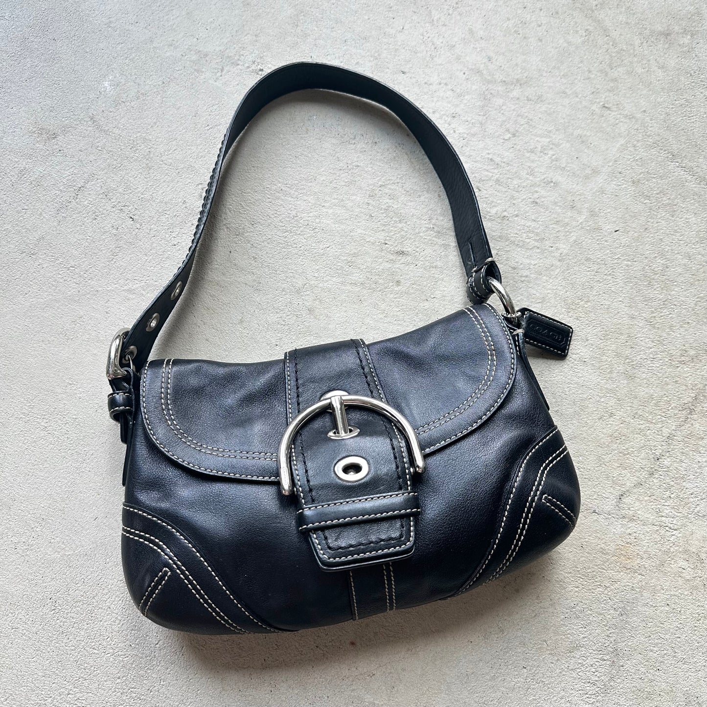 Vintage Y2K Coach Black Mini Soho Leather Shoulder Bag