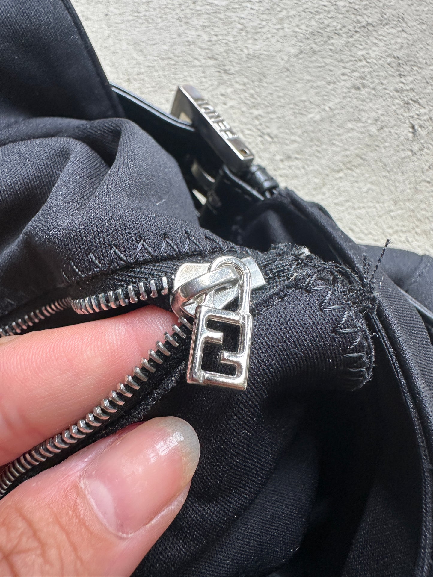 Vintage Fendi Black Nylon Baguette