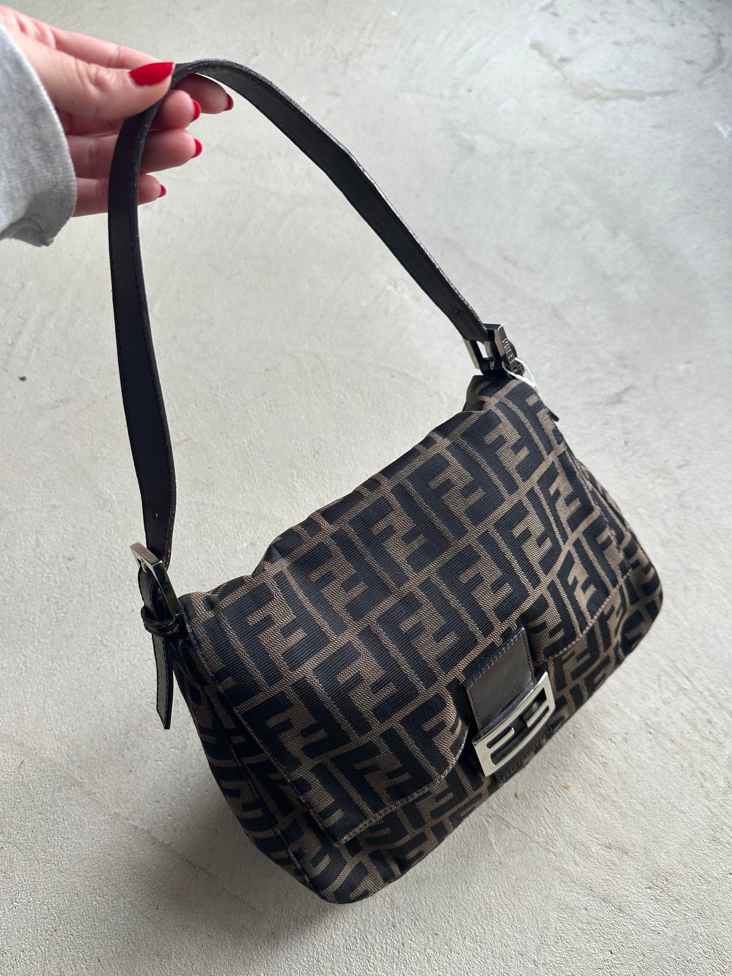 Vintage Fendi Brown Zucca Mama Baguette