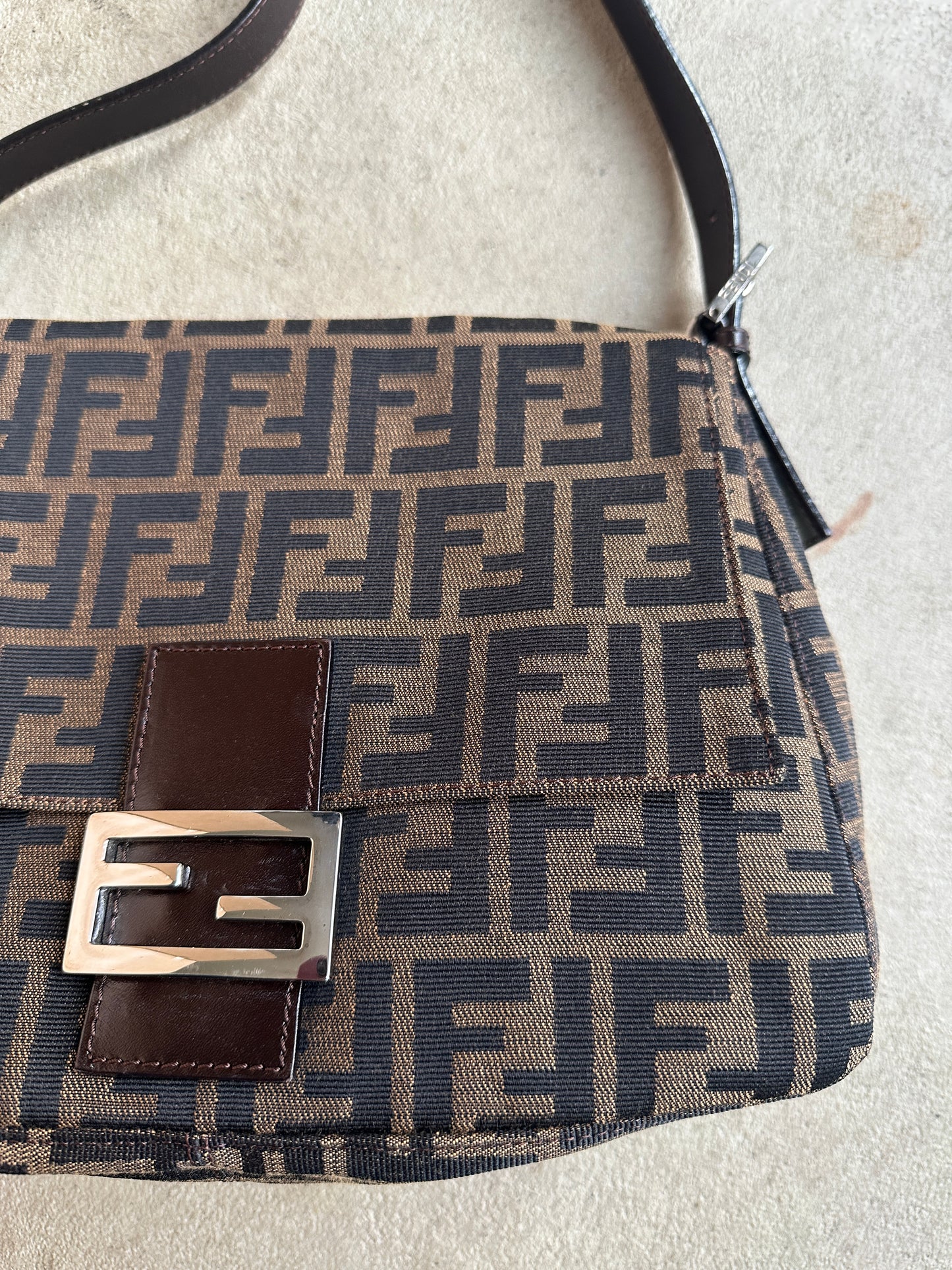 Vintage Fendi Brown Zucca Mama Baguette