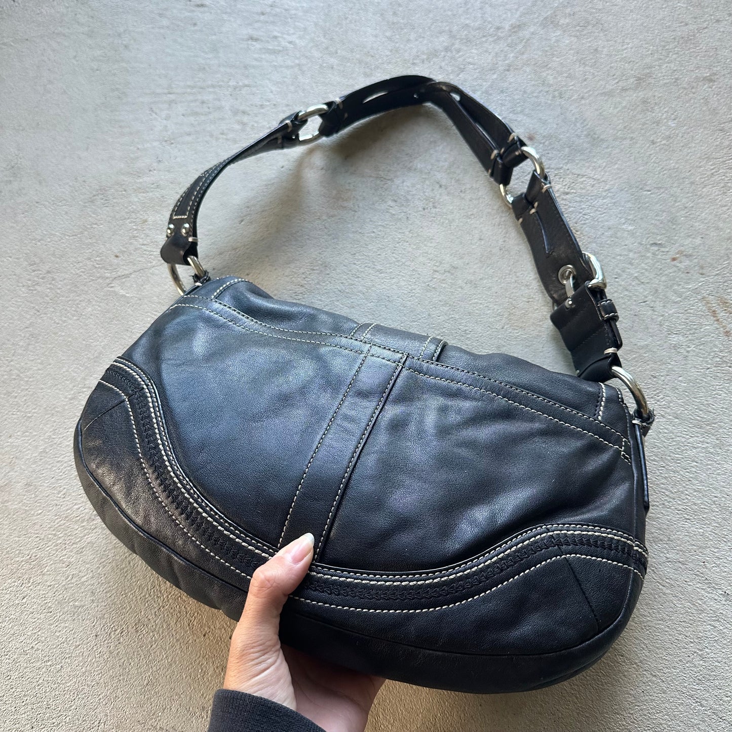 Vintage Y2K Coach Black Leather Soho Shoulder Bag