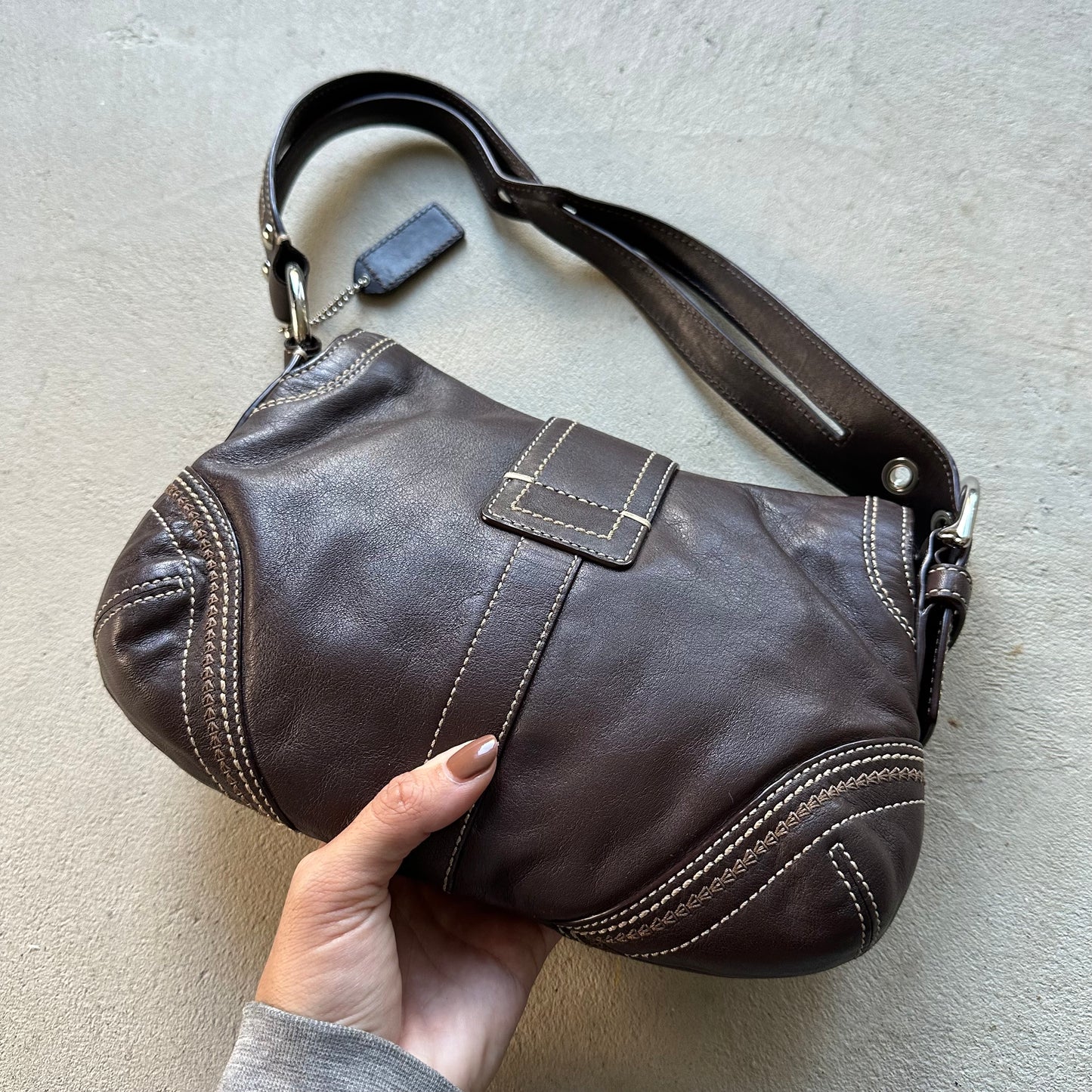 Vintage Y2K Coach Brown Mini Soho Leather Shoulder Bag