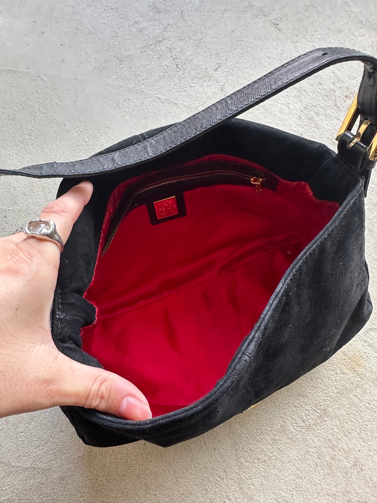 Vintage Fendi Black Suede Mama Baguette