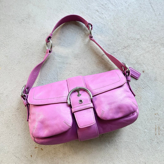 Vintage Y2K Coach Pink Square Soho Leather Shoulder Bag