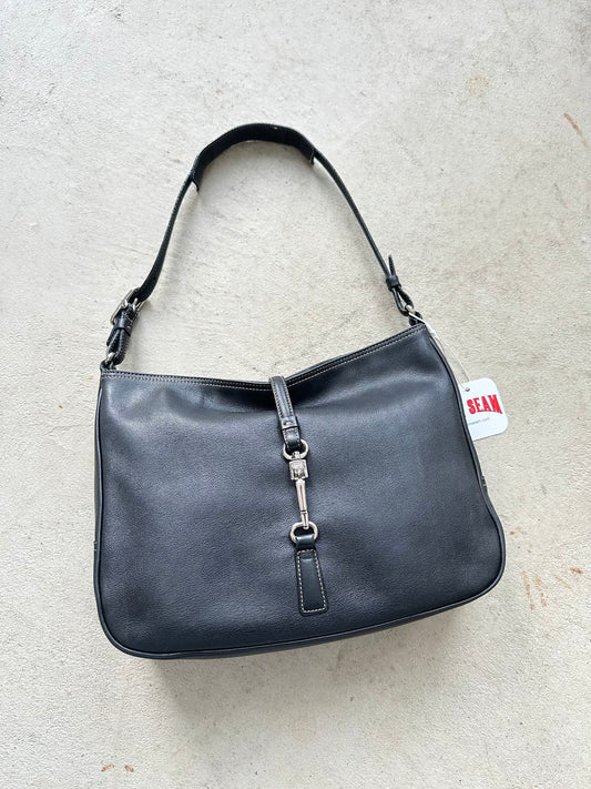 Vintage Y2K Coach Black Leather Shoulder Bag