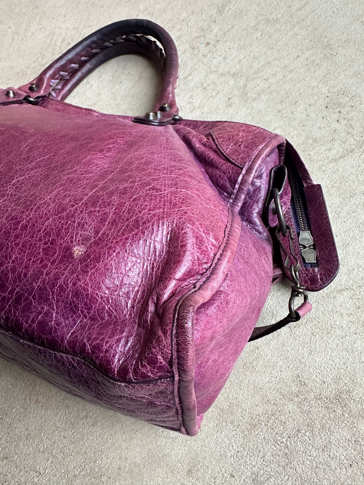 Vintage Maroon/burgundy Balenciaga City Bag