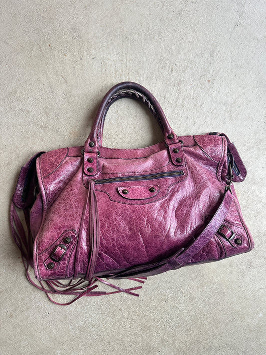 Vintage Maroon/burgundy Balenciaga City Bag