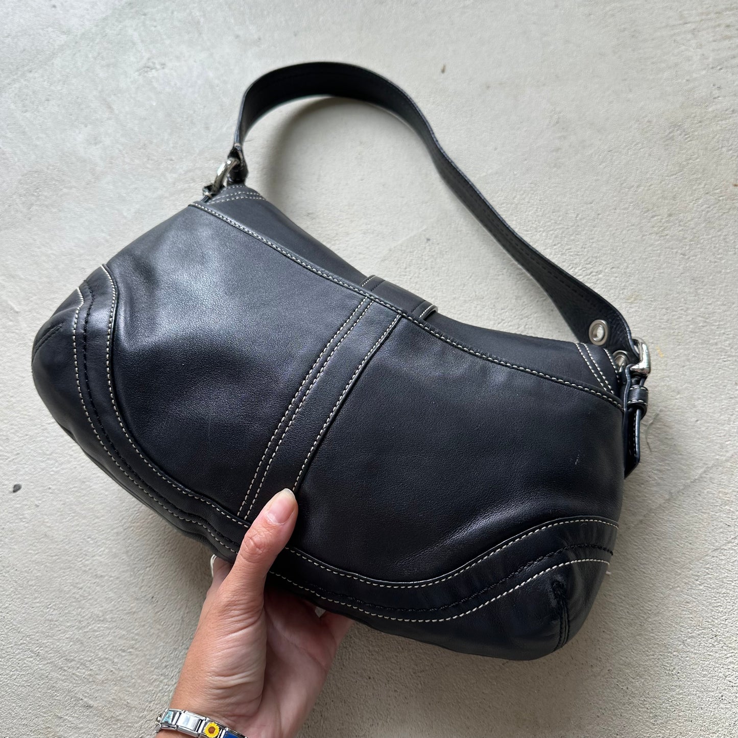 Vintage Y2K Coach Black Leather Soho Shoulder Bag