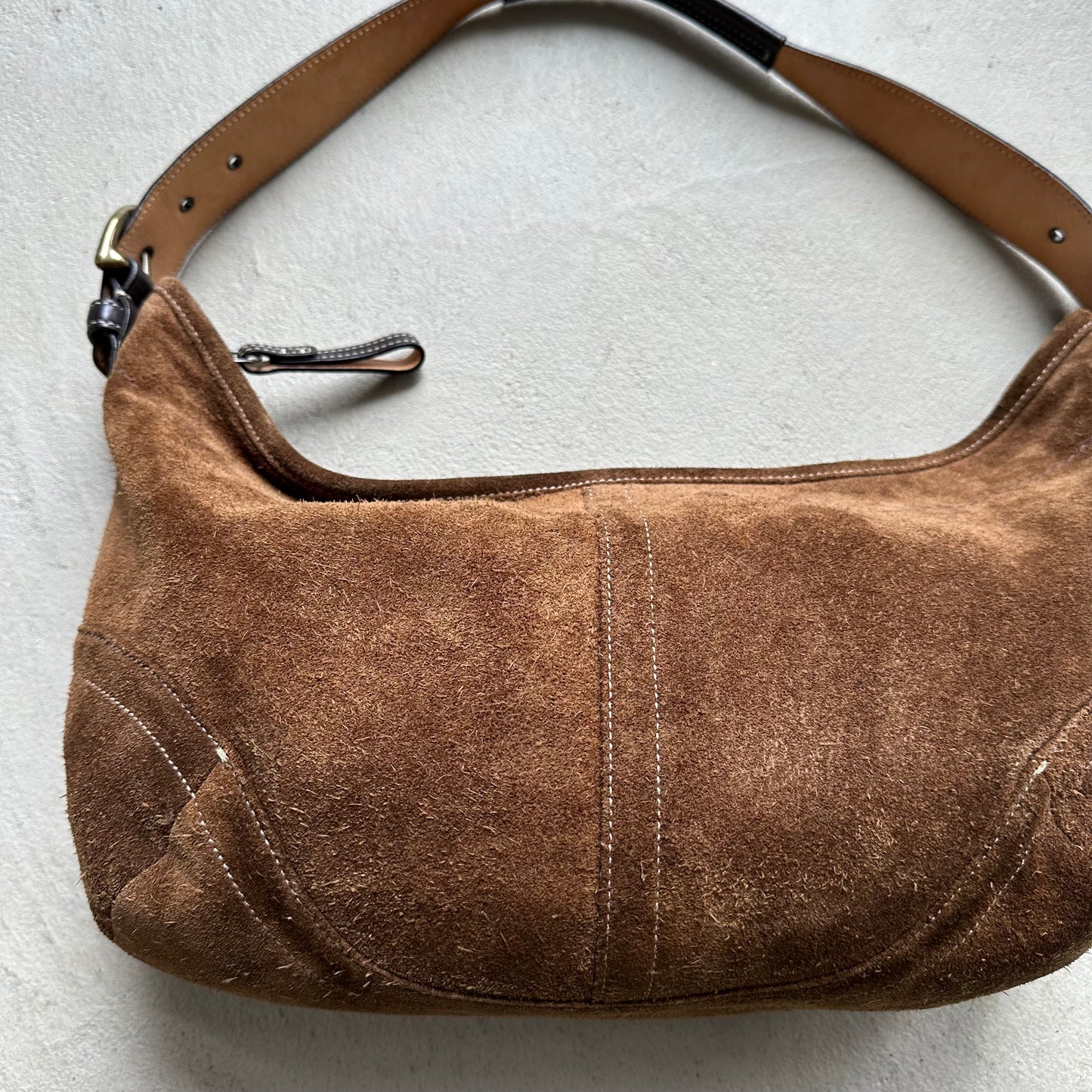 Vintage Y2K Coach Brown Suede Big Croissant Shoulder Bag