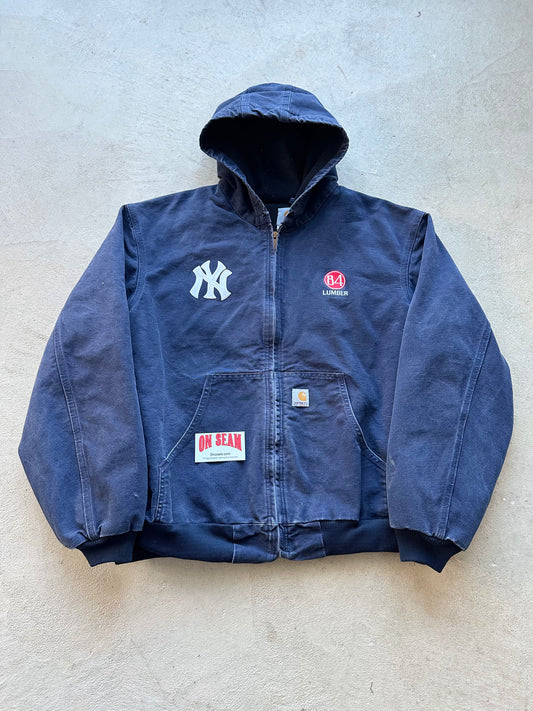 Vintage Yankees Carhartt Navy Hooded Jacket - XL