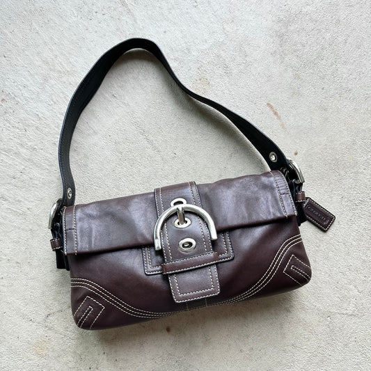 Vintage Y2K Coach Brown Leather Square Soho Shoulder Bag