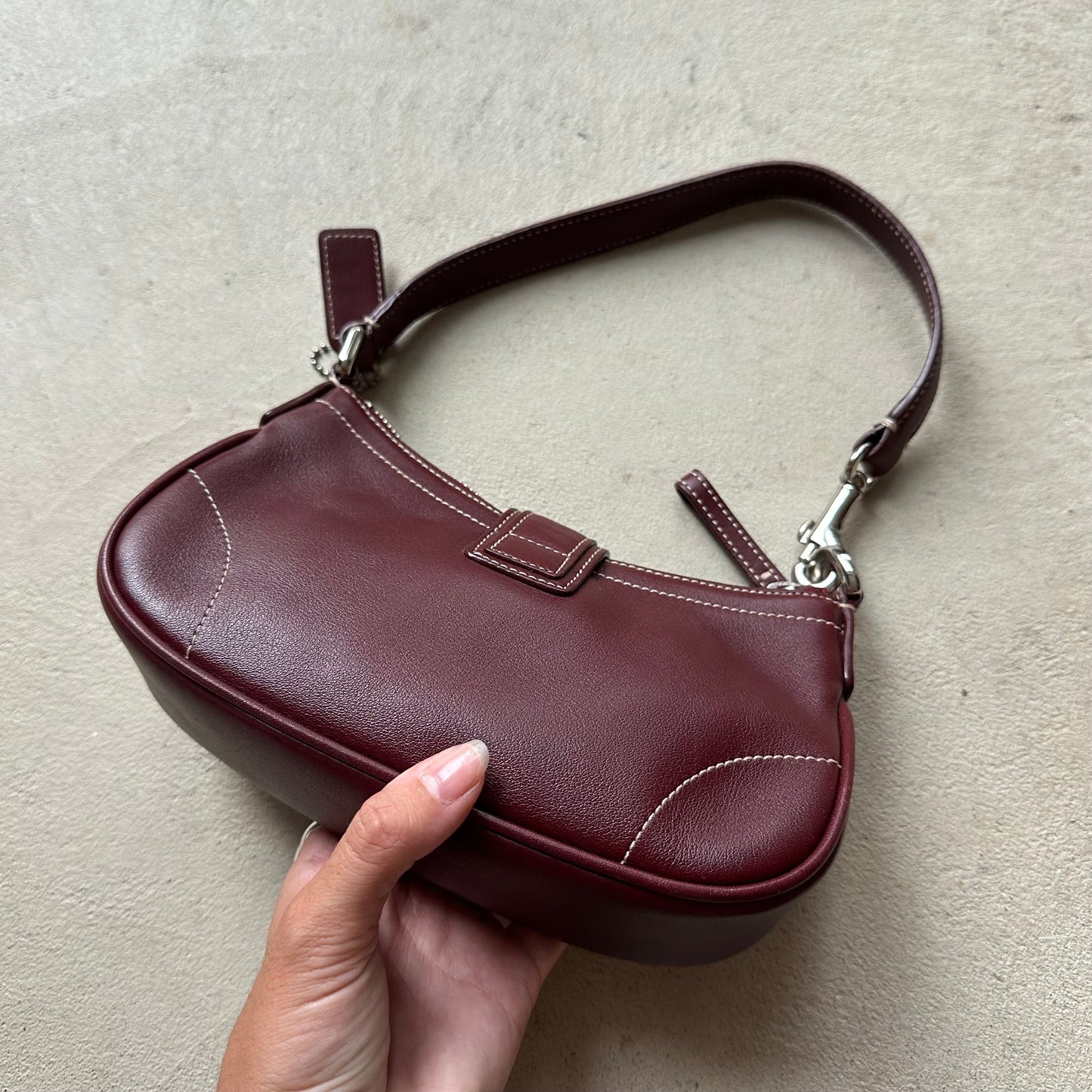 RARE Vintage Y2K Coach Maroon Leather Mini Hampton Shoulder Bag