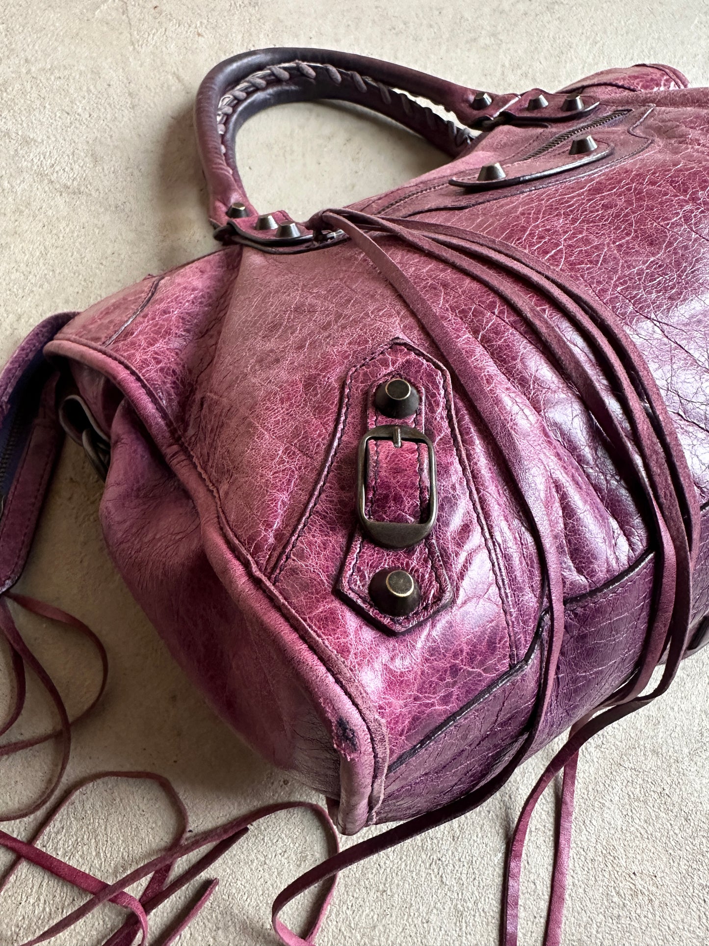 Vintage Maroon/burgundy Balenciaga City Bag