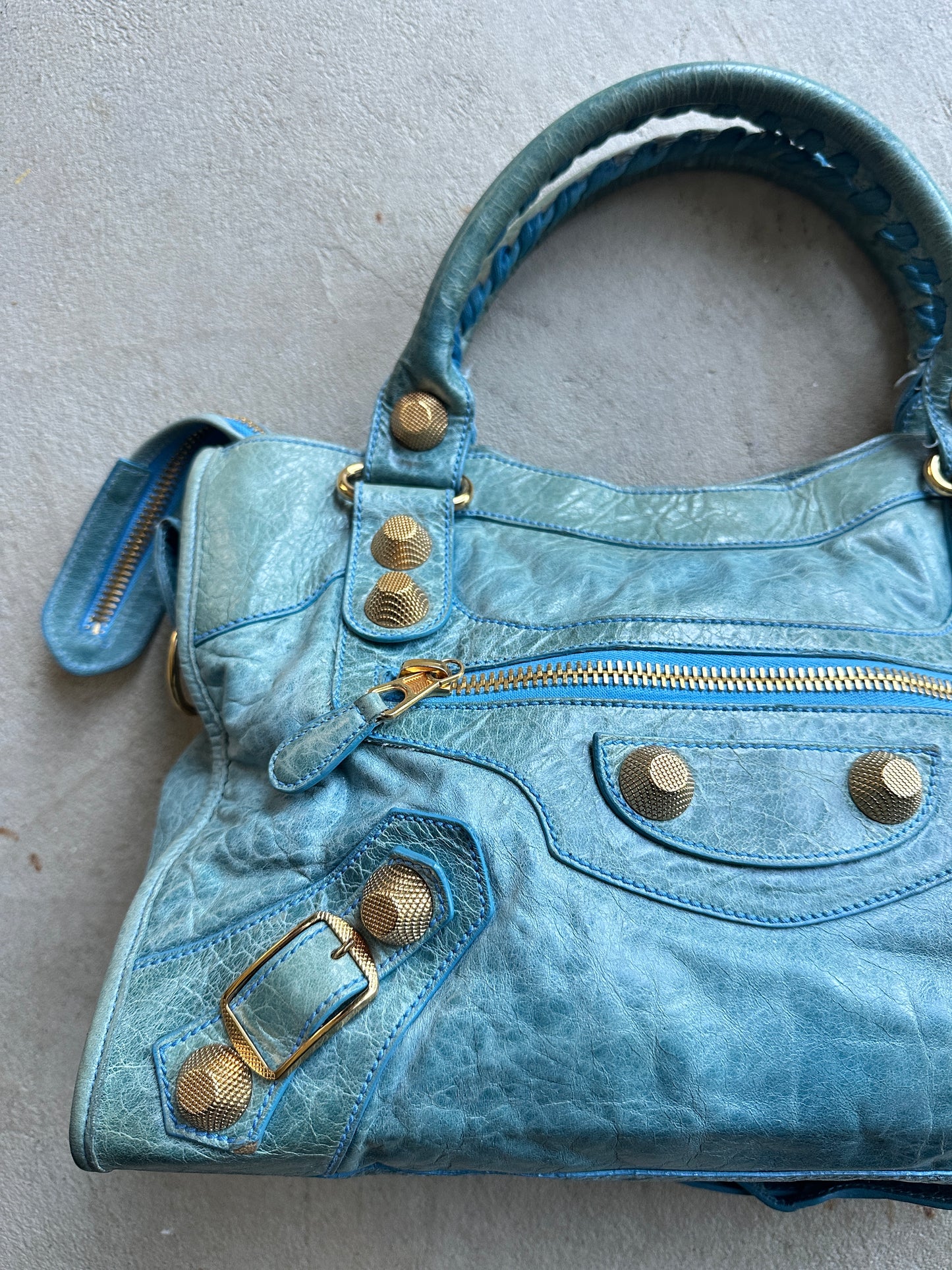 Vintage Faded Blue Balenciaga City Bag