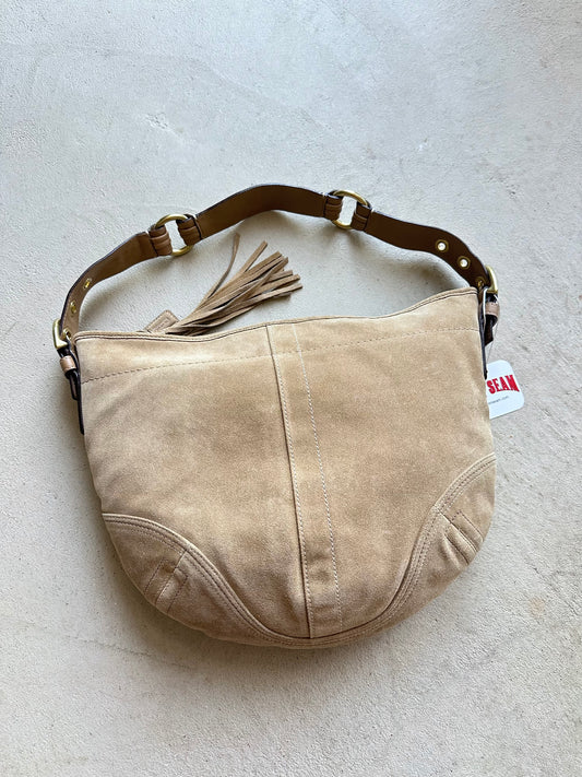 Vintage Y2K Coach Tan Suede Croissant Shoulder Bag