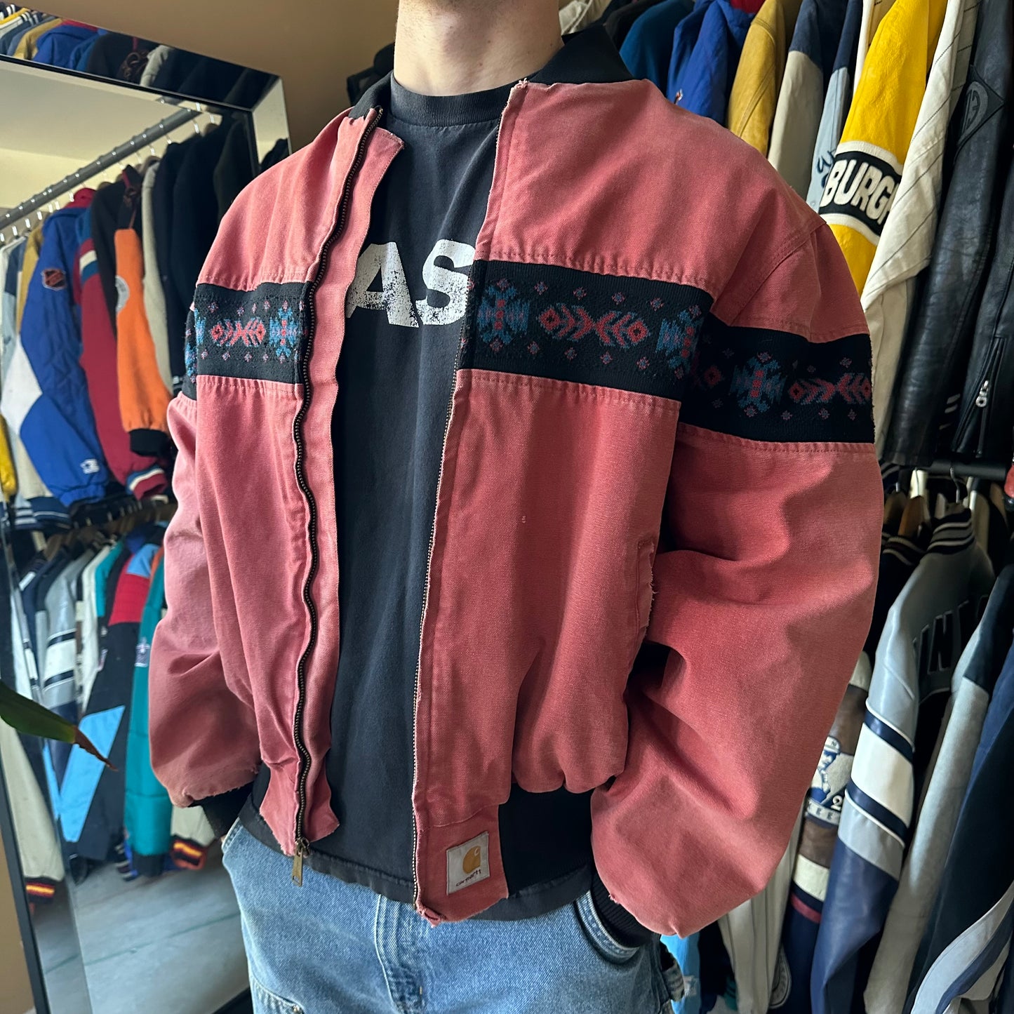 Vintage Carhartt Faded Red Aztec Santa Fe Jacket - XL