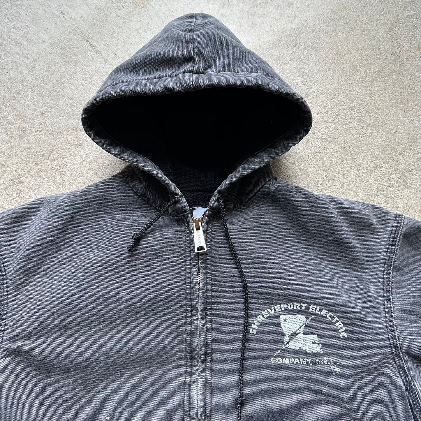 Vintage Carhartt Washed Black Hooded Jacket - S