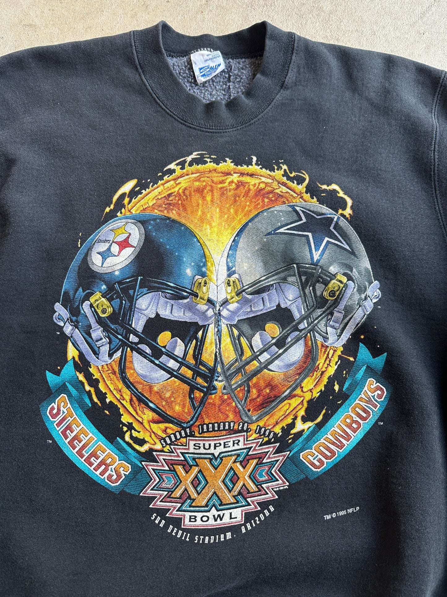 Steelers and Cowboys 1996 Super Bowl Crewneck - L