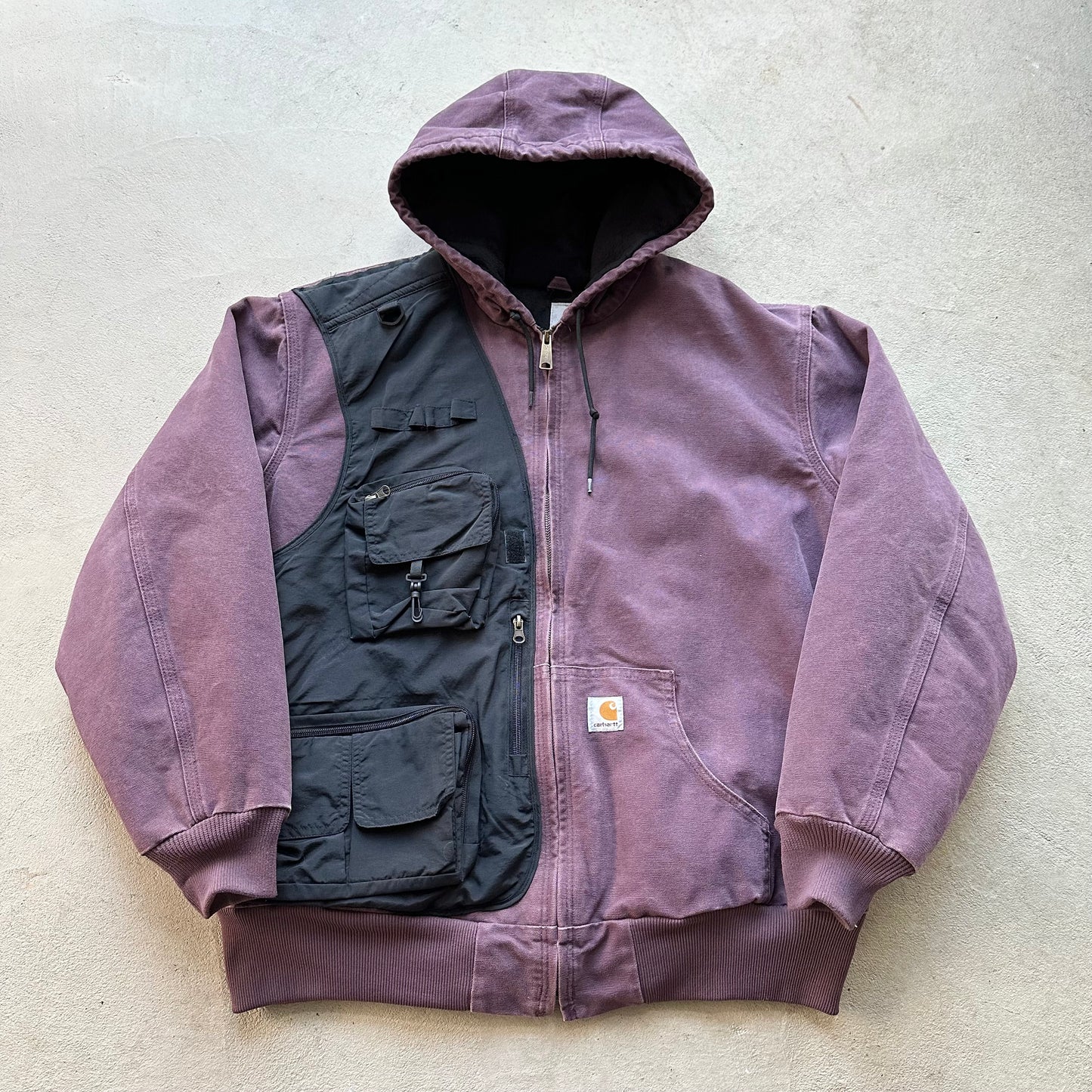 Vintage Carhartt Purple Cargo Vest Hooded Jacket