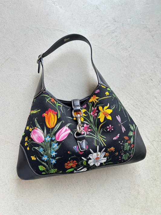 RARE! Vintage Gucci Jackie Floral Shoulder Bag