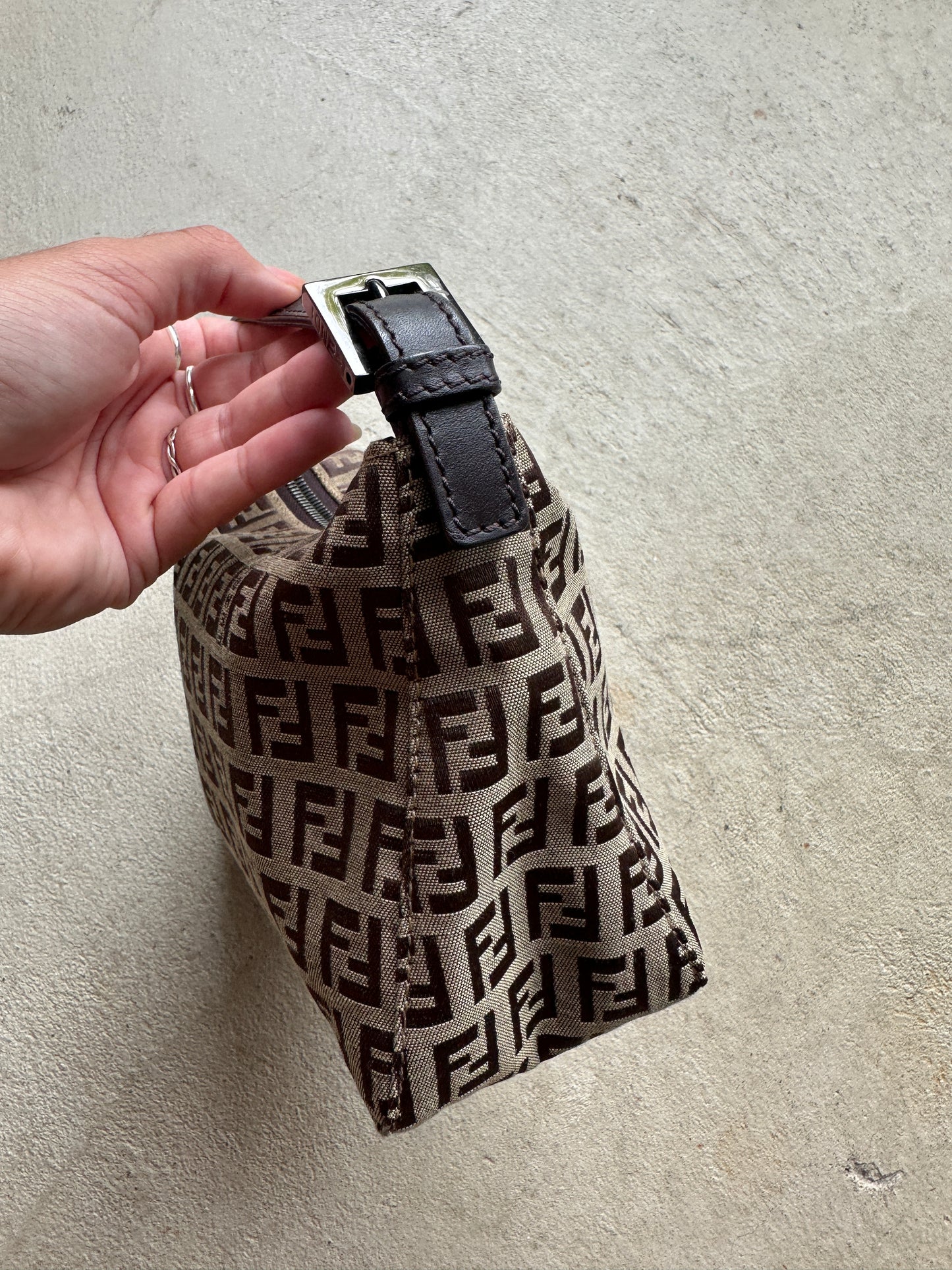 Vintage Fendi Brown Zucchino Mini Hand Bag