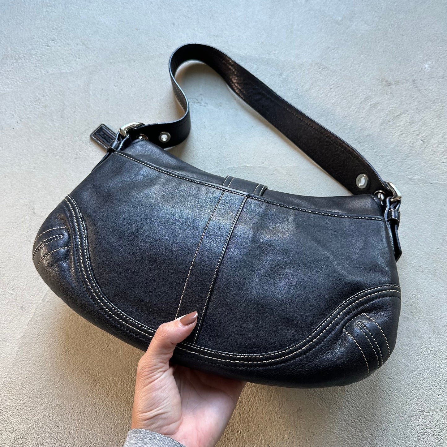 Vintage Y2K Coach Black Leather Soho Shoulder Bag