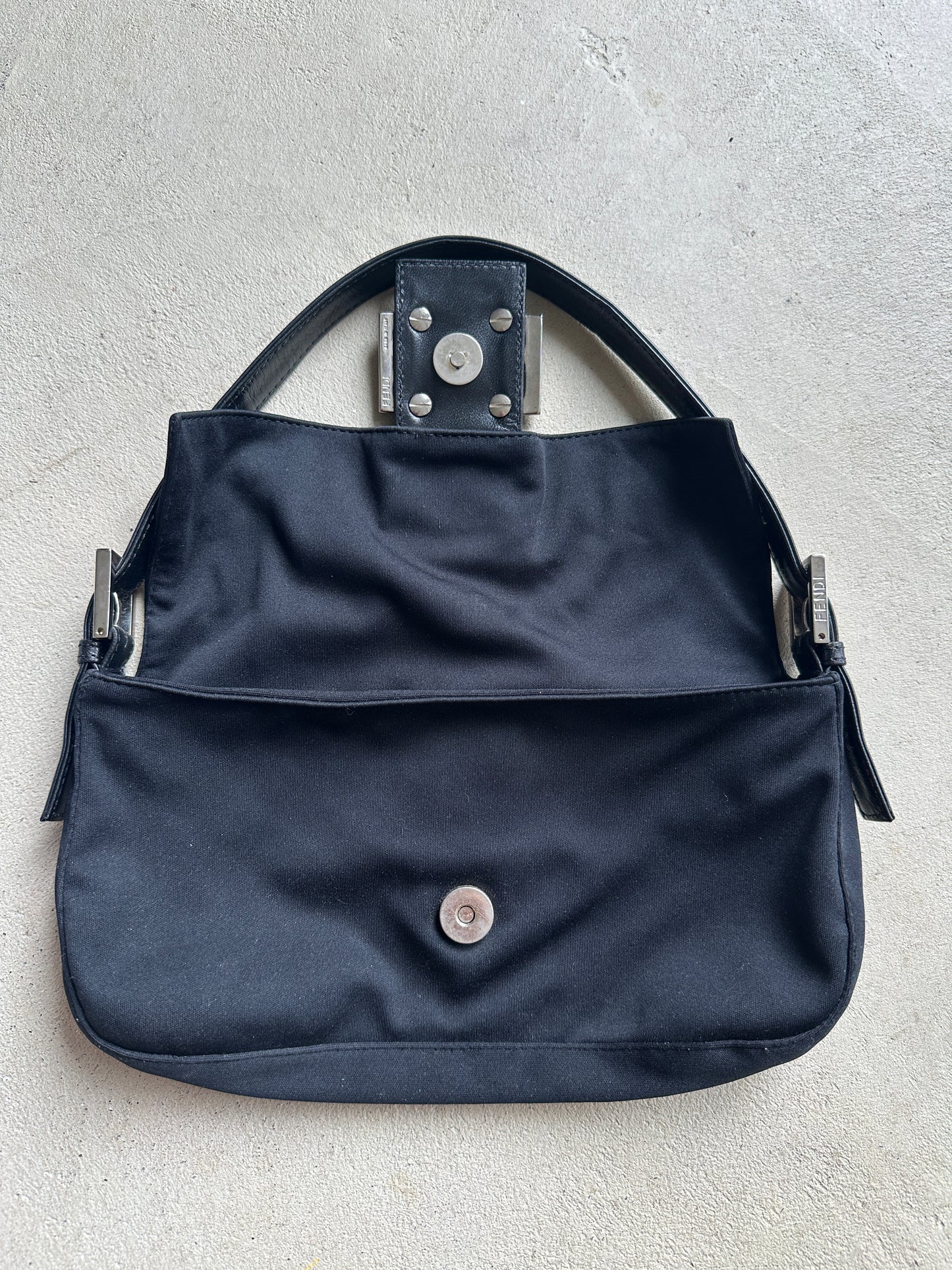 Vintage Fendi Black Nylon Baguette