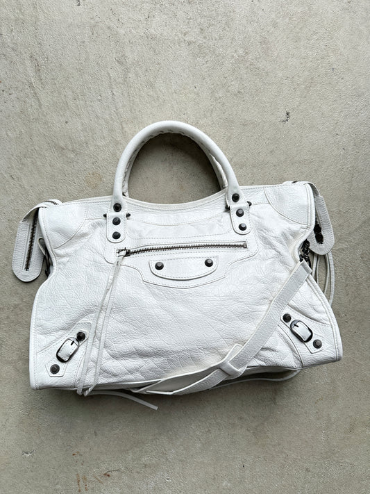 Vintage White Balenciaga City Bag