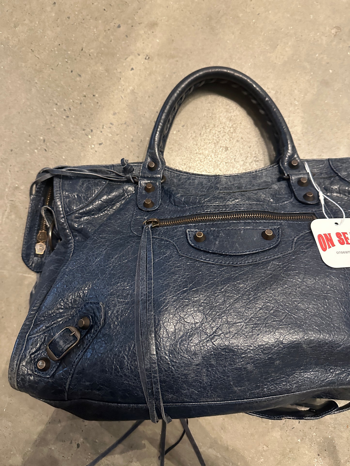 Vintage Navy Balenciaga City Bag