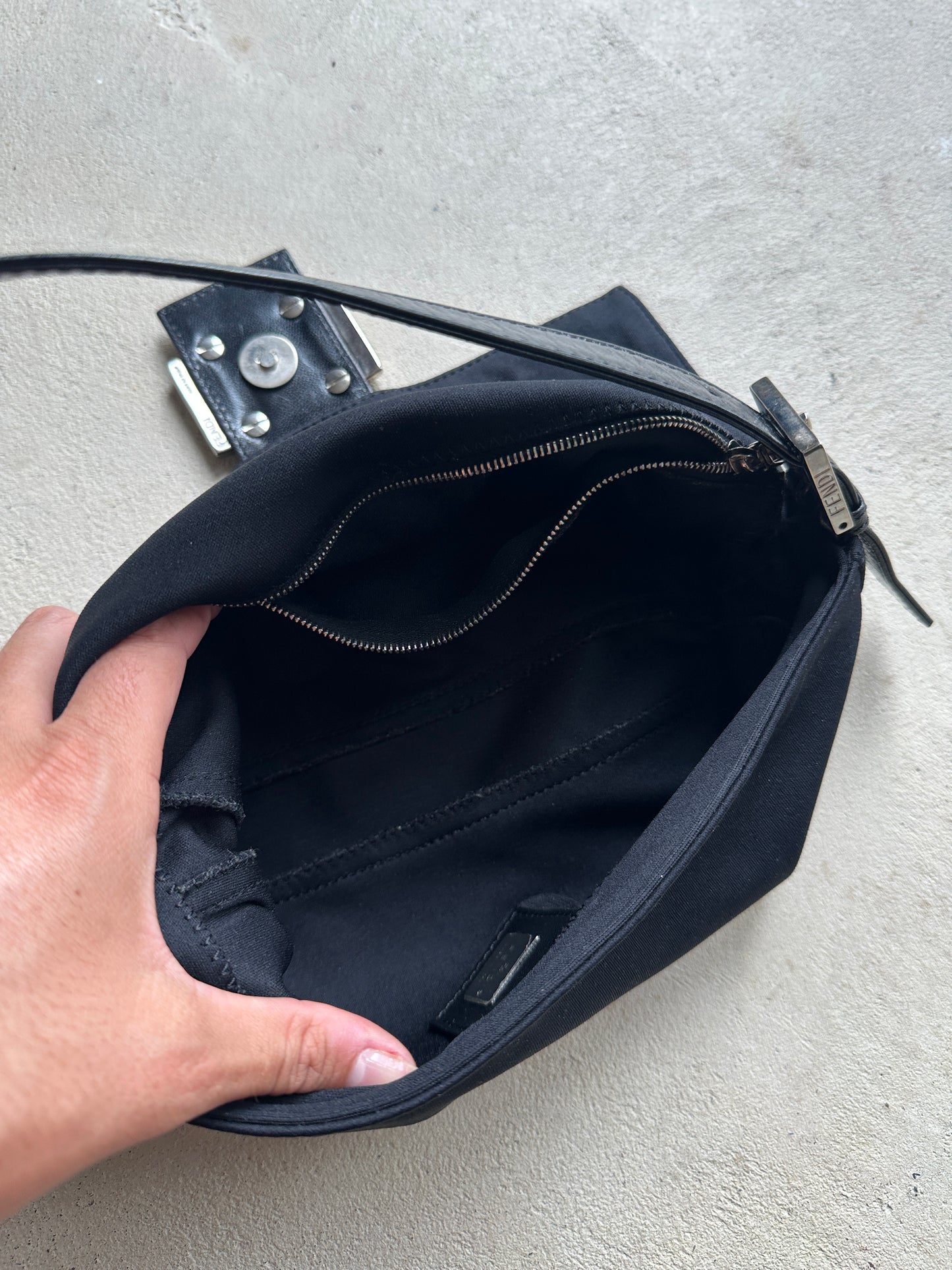 Vintage Fendi Black Nylon Baguette
