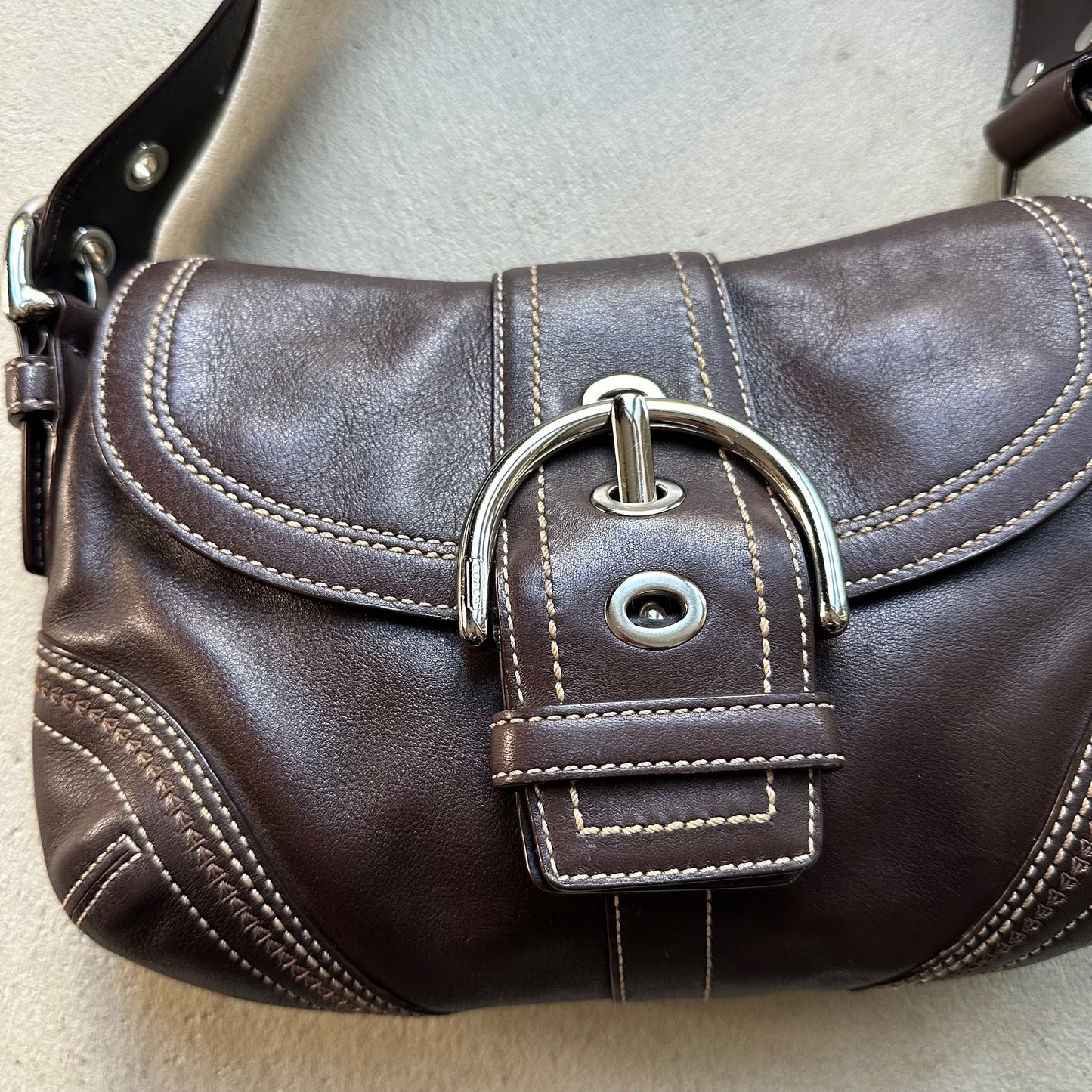 Vintage Y2K Coach Brown Mini Soho Leather Shoulder Bag