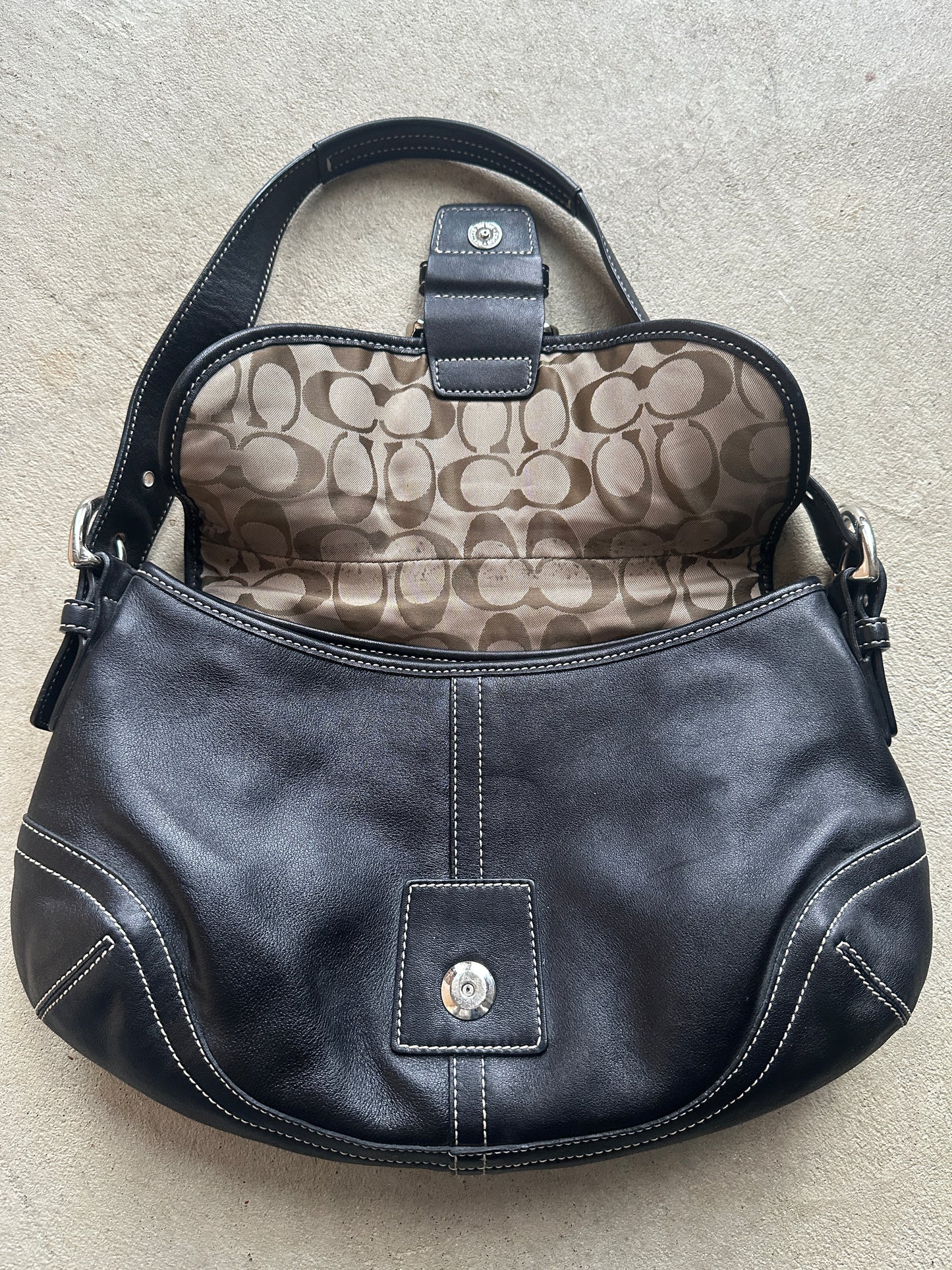 Vintage Coach Black Leather Soho Shoulder Bag