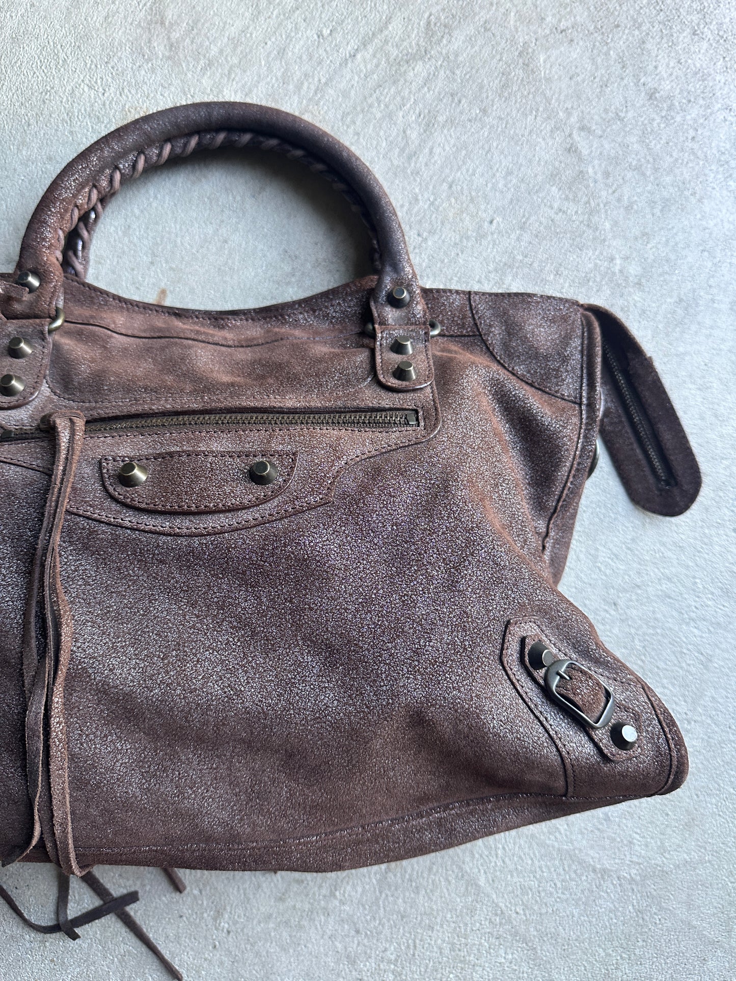 Vintage Rare Brown Metallic Balenciaga City Bag