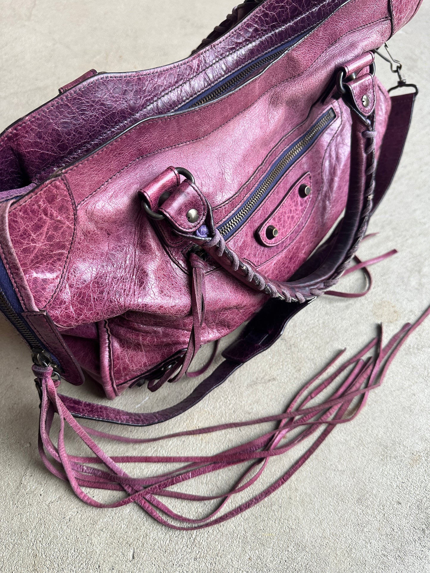Vintage Maroon/burgundy Balenciaga City Bag