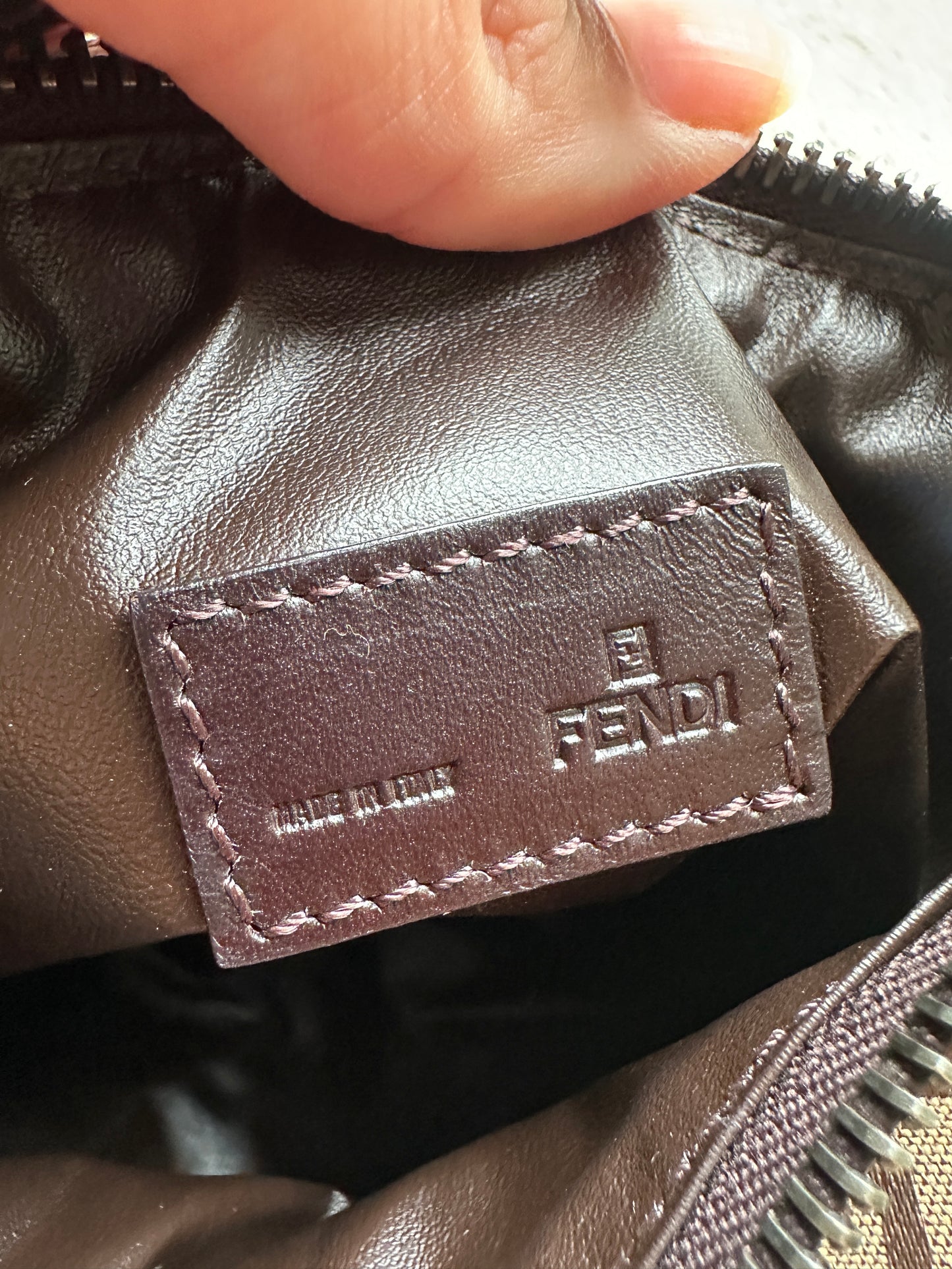 Vintage Fendi Brown Zucchino Mini Hand Bag
