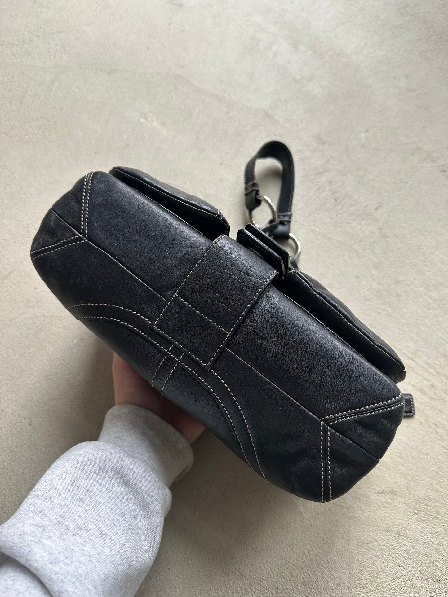 Vintage Y2K Coach Black Square Soho Leather Shoulder Bag