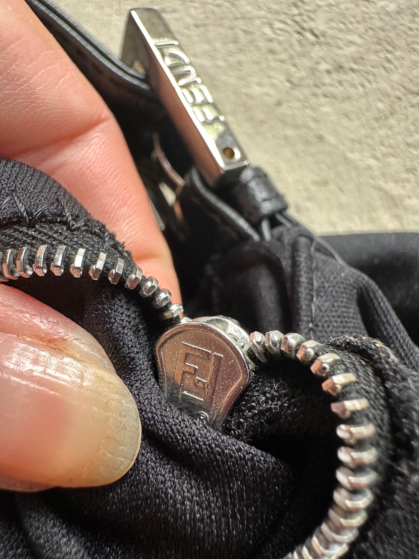 Vintage Fendi Black Nylon Baguette