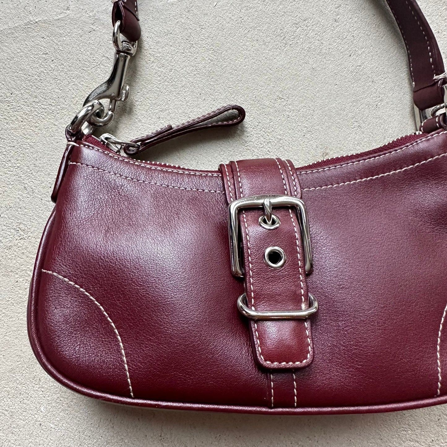 RARE Vintage Y2K Coach Maroon Leather Mini Hampton Shoulder Bag