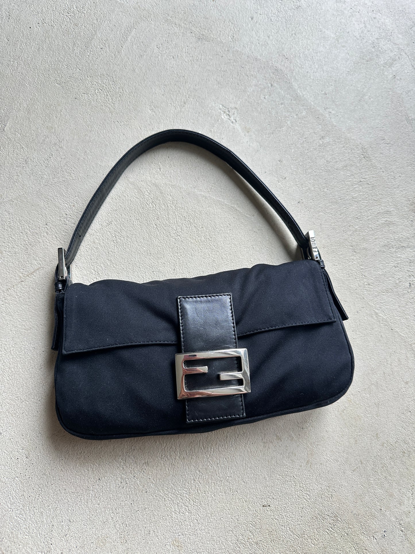 Vintage Fendi Black Nylon Baguette