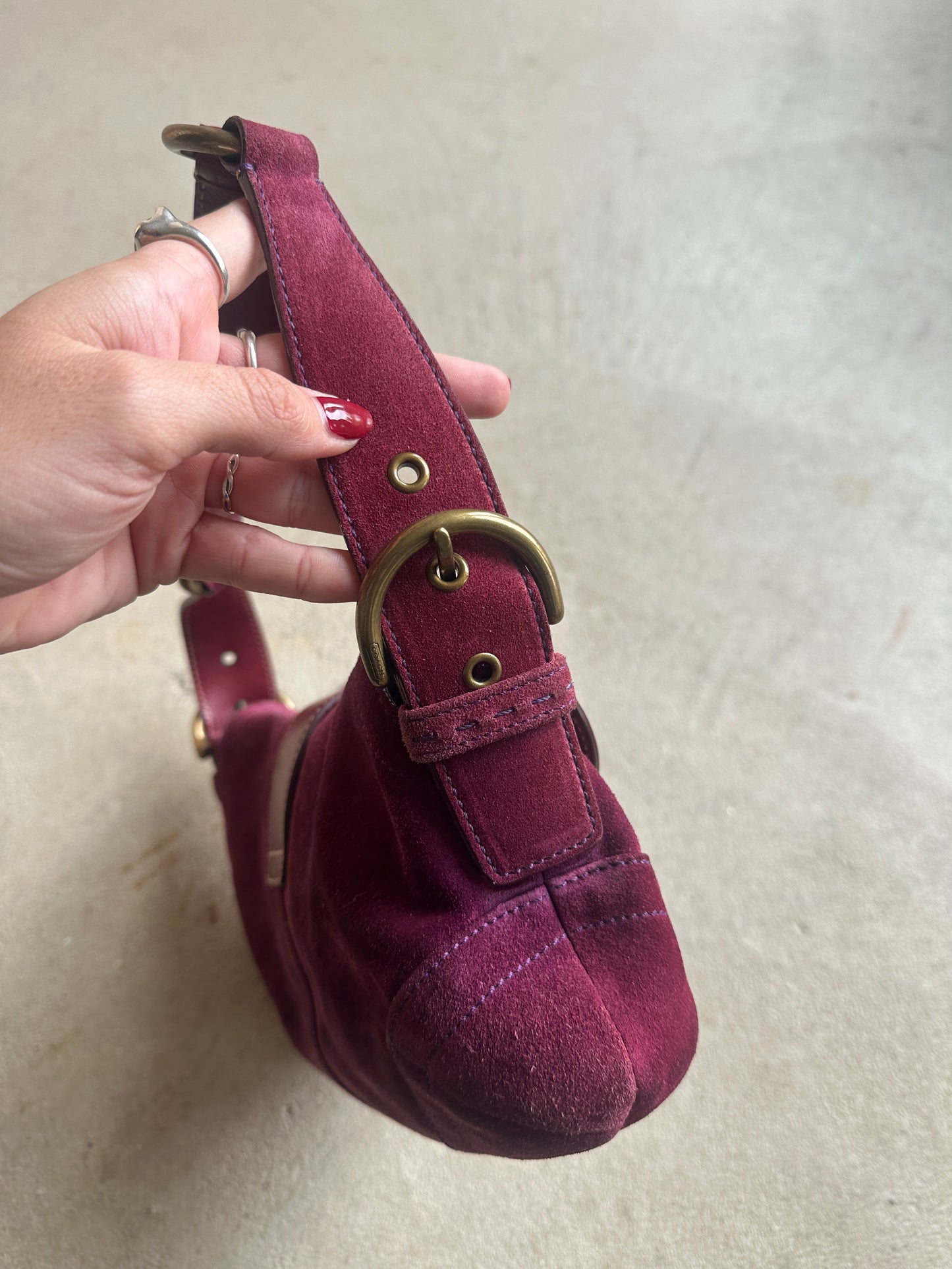 Vintage Purple Suede Coach Soho Mini Shoulder Bag