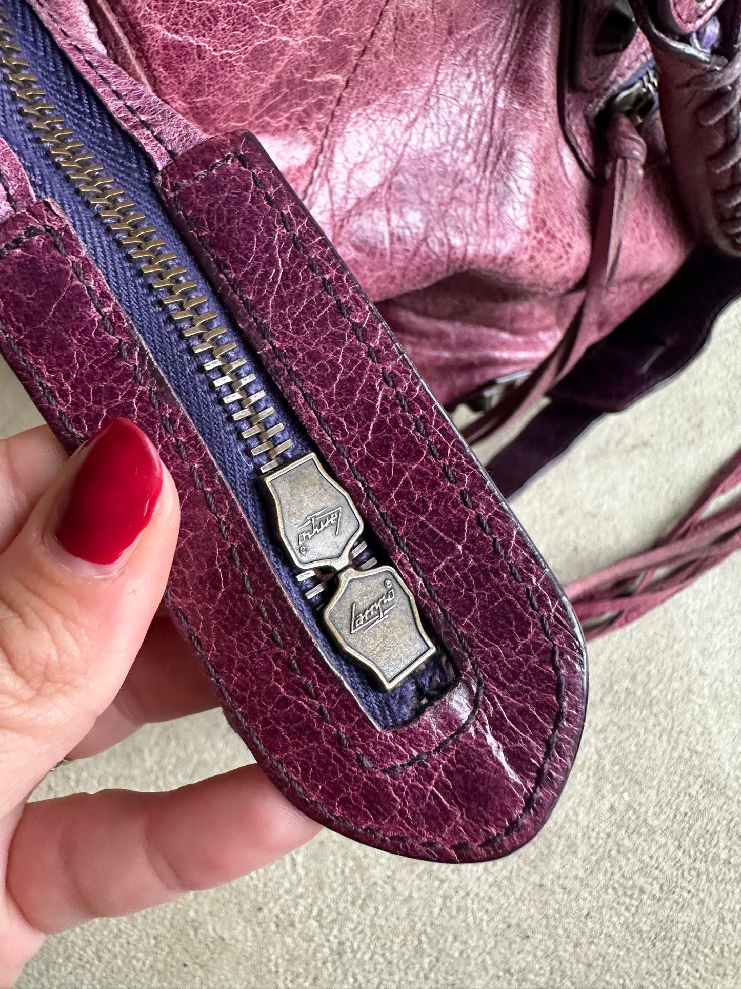 Vintage Maroon/burgundy Balenciaga City Bag