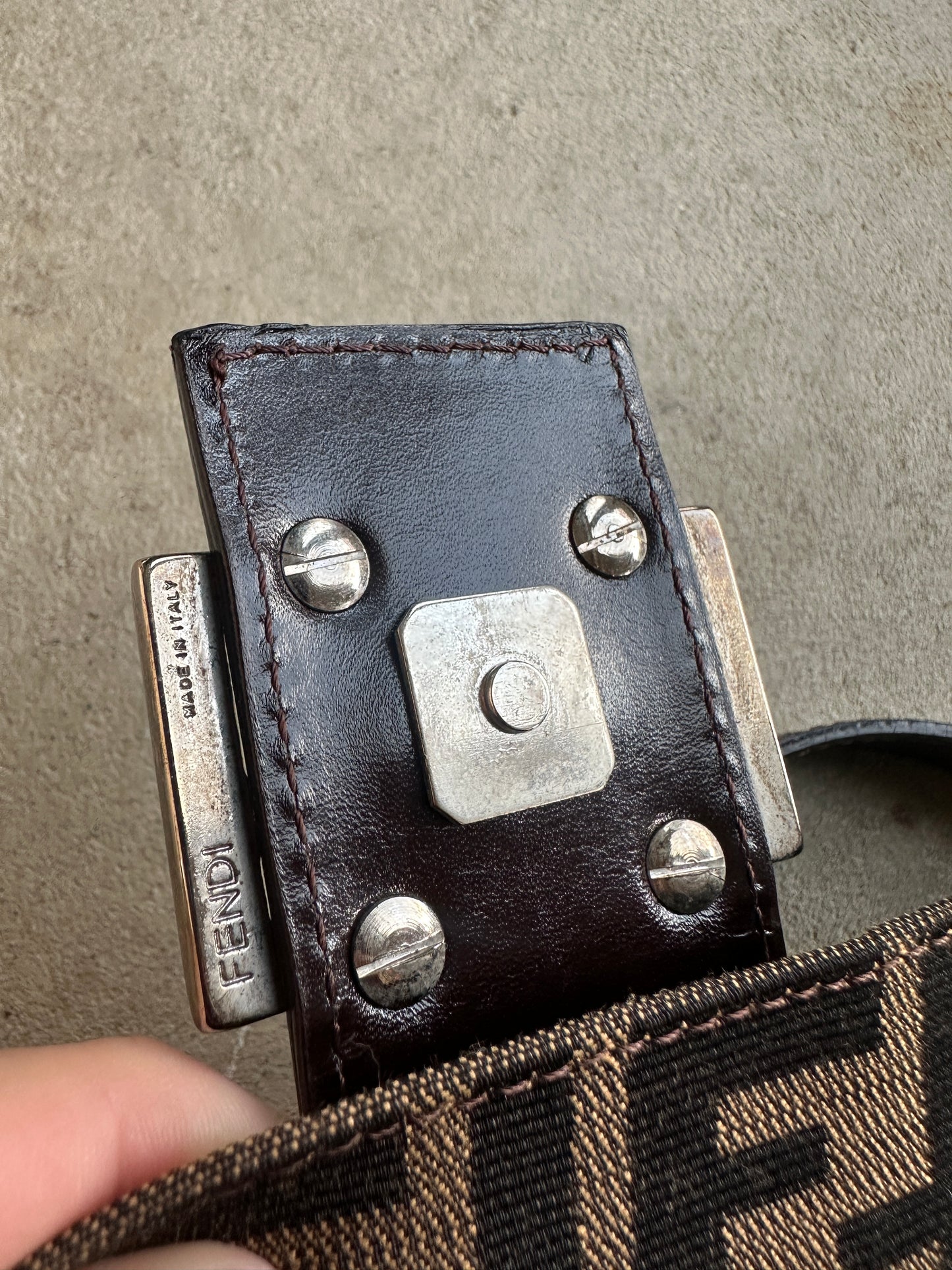 Vintage Fendi Brown Zucca Mama Baguette