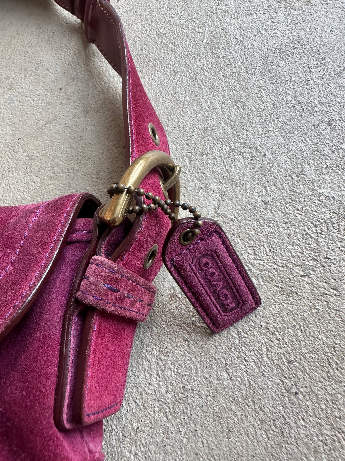 Vintage Purple Suede Coach Soho Mini Shoulder Bag