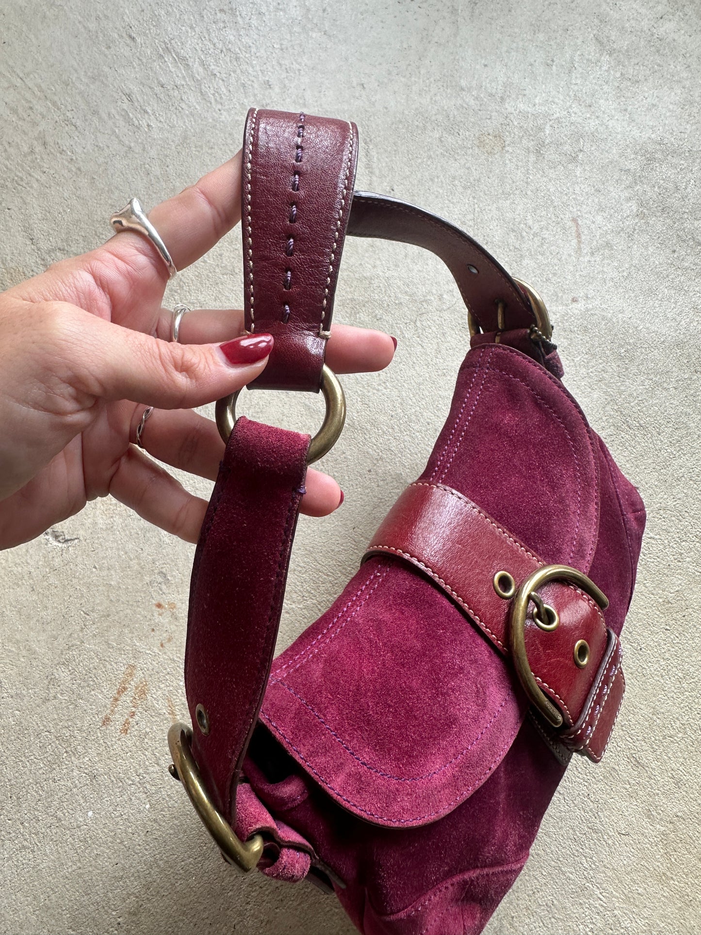 Vintage Purple Suede Coach Soho Mini Shoulder Bag