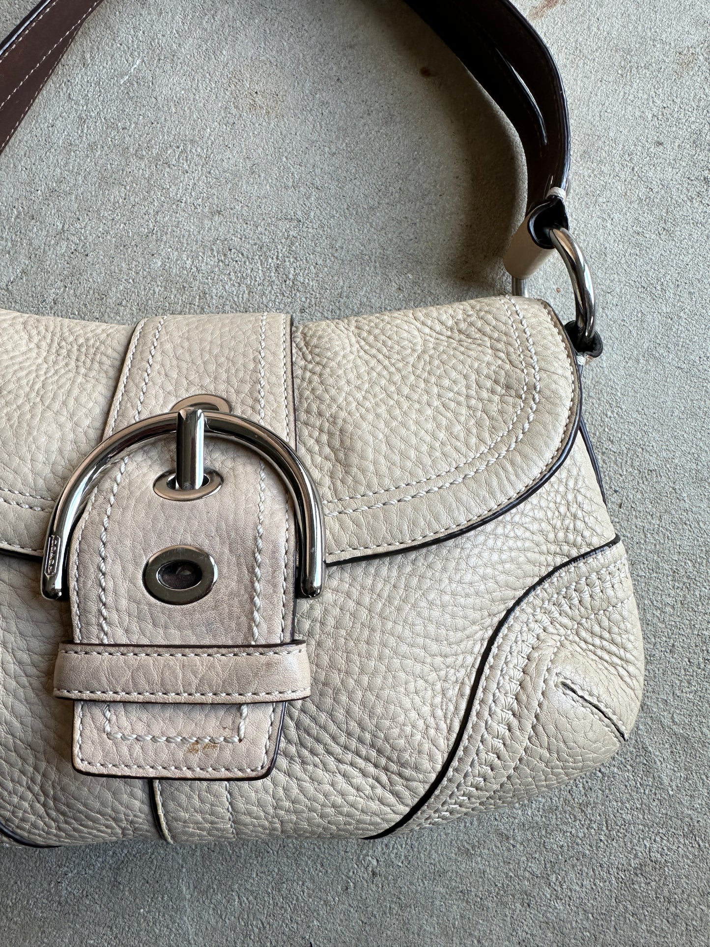 Vintage Coach Beige Mini Soho Shoulder Bag