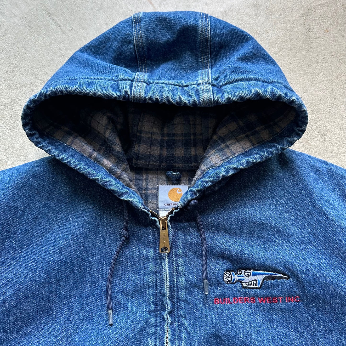 Vintage Carhartt Denim Hooded Jacket - XL